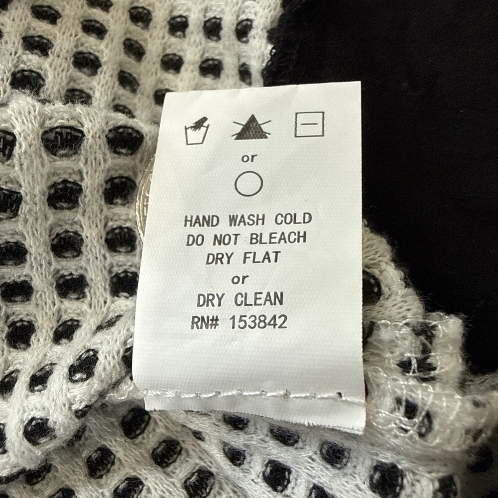 Textured Waffle Knit Hoodie Black White Minimalist Scandi Pullover Women's Small - Picture 9 of 12